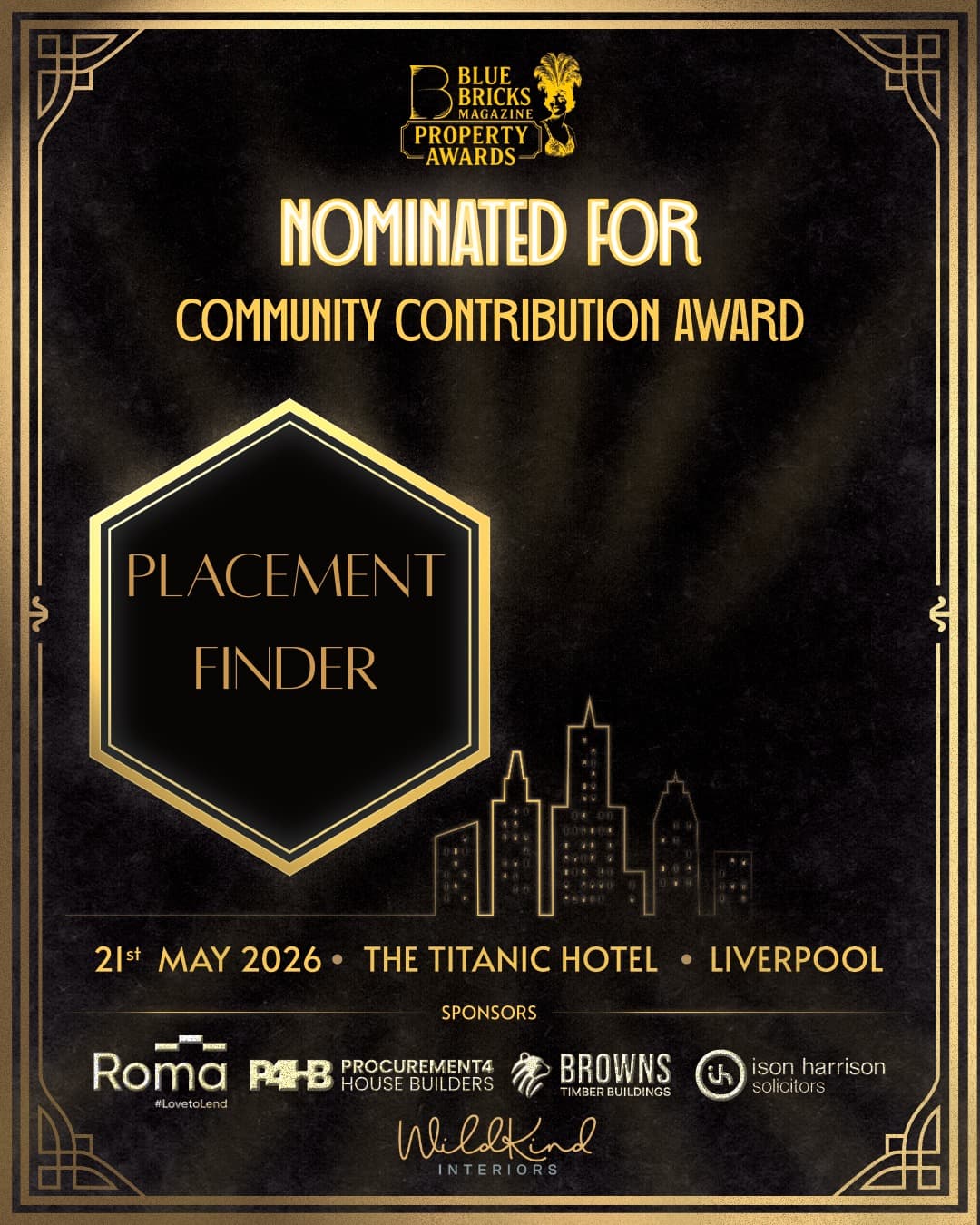 Placement Findr nomination graphic for Community Contribution Award